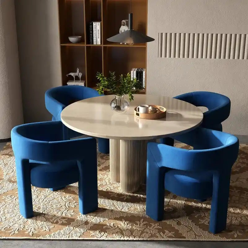 SEYNAR Chaise de salle à manger moderne et glamour en velours, fauteuil d'appoint à dossier ouvert, lot de 4
