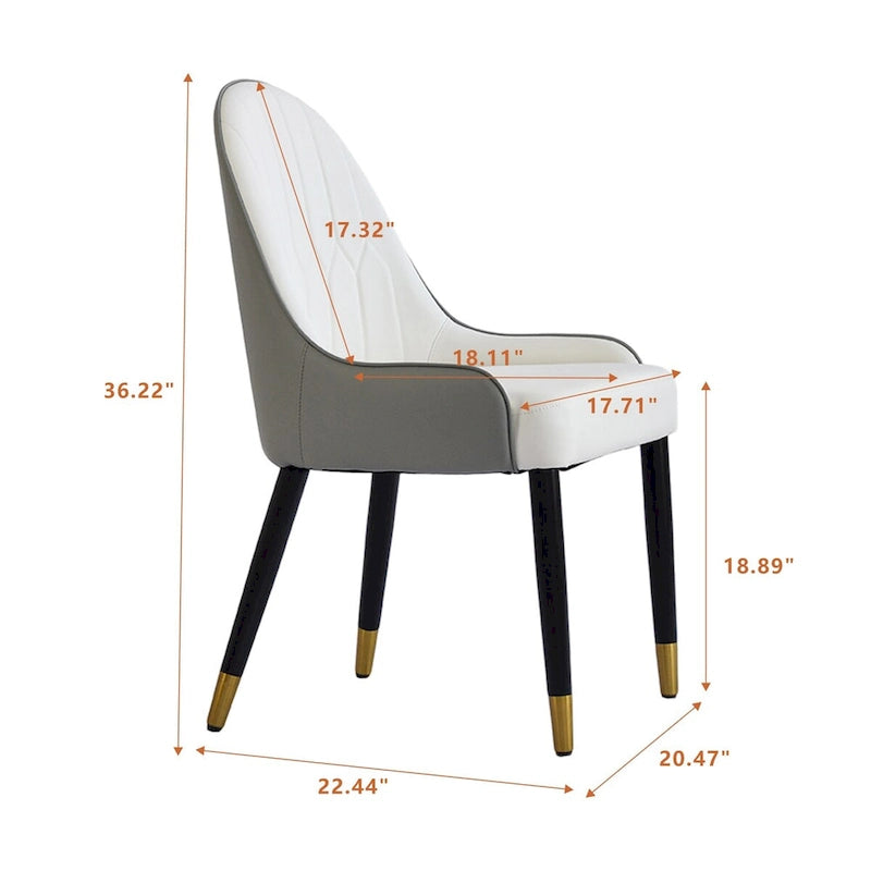 Lot de 2 chaises de salle à manger modernes en cuir synthétique avec pieds en métal