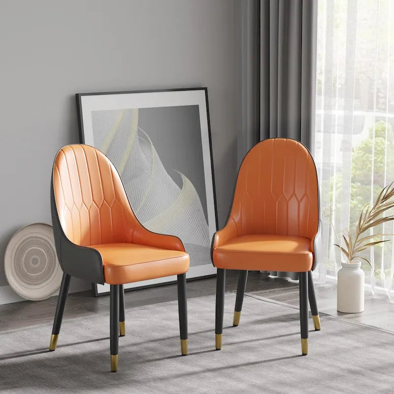 Lot de 2 chaises de salle à manger modernes en cuir synthétique avec pieds en métal