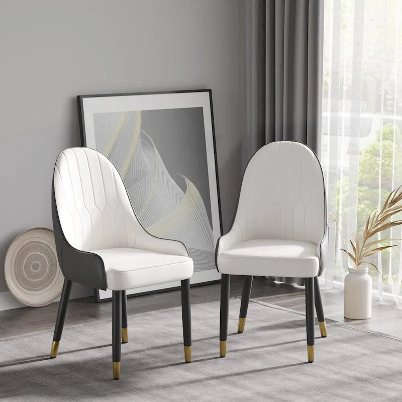 Lot de 2 chaises de salle à manger modernes en cuir synthétique avec pieds en métal