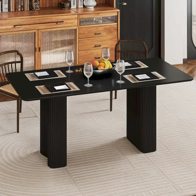Table à manger moderne Moasis pour cuisine salle à manger 6-8 personnes Blanc crème