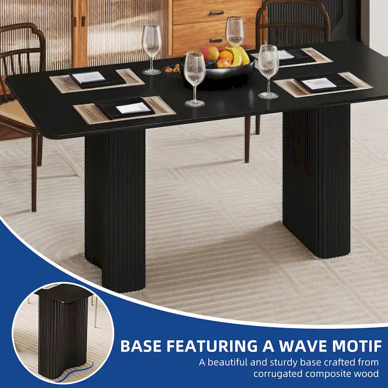 Table à manger moderne Moasis pour cuisine salle à manger 6-8 personnes Blanc crème