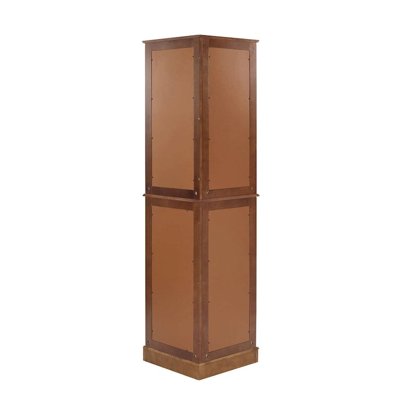 Vitrine d'angle avec éclairage, étagères réglables en verre trempé, fond miroir