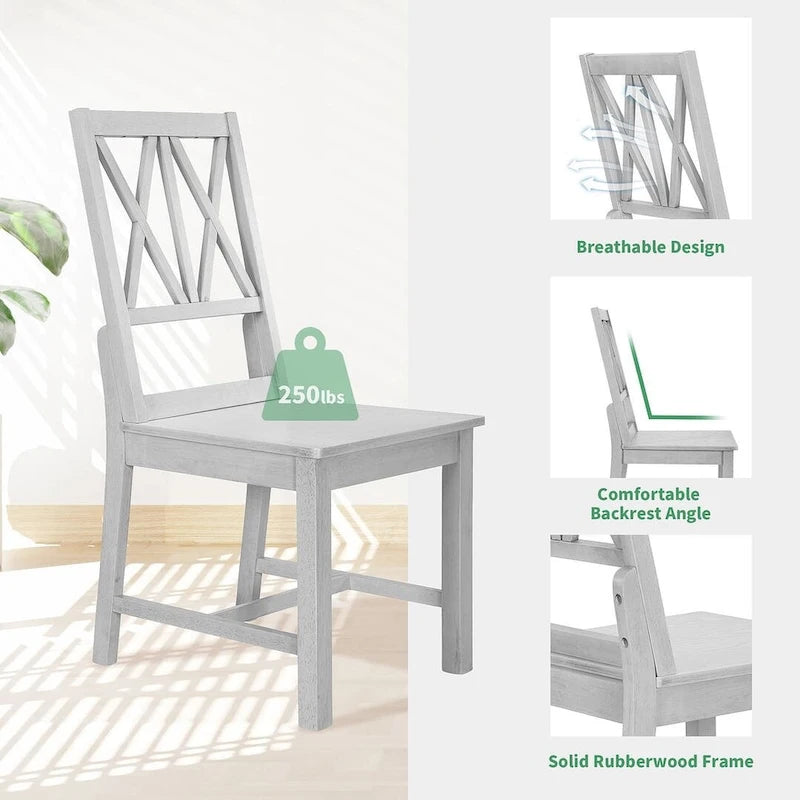 Ensemble de table à manger ronde extensible en bois massif pour 4 personnes, pour cuisine et salle à manger, style ferme