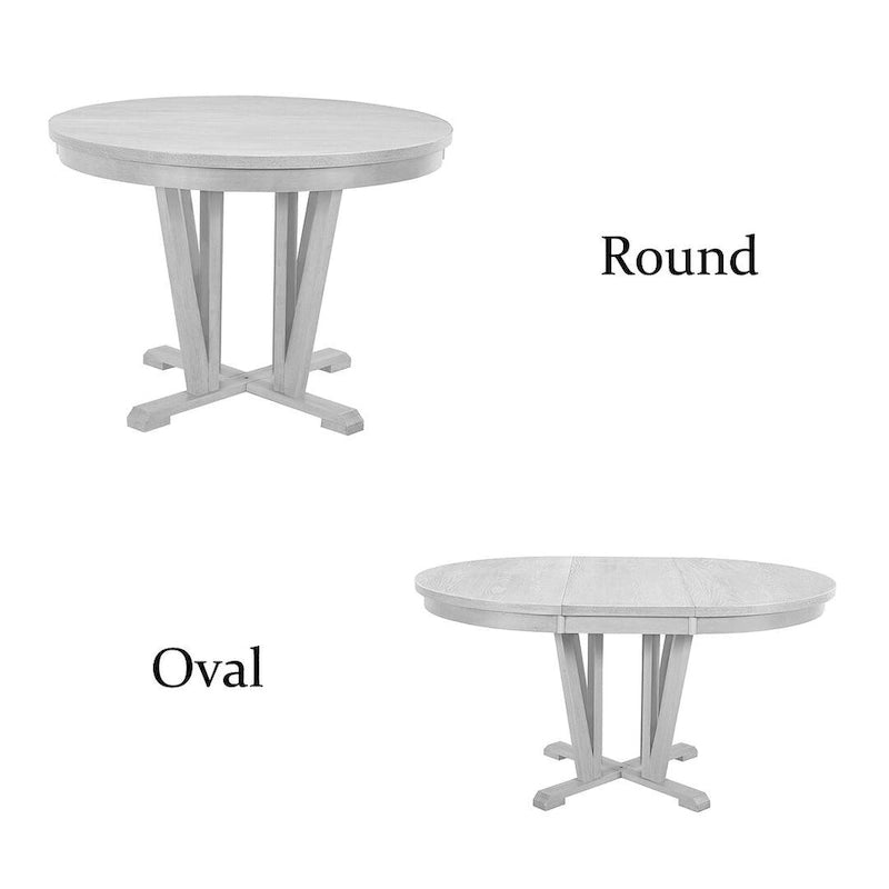 Ensemble de table à manger ronde extensible en bois massif pour 4 personnes, pour cuisine et salle à manger, style ferme