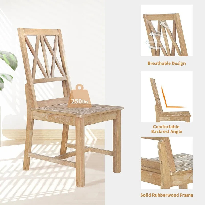 Ensemble de table à manger ronde extensible en bois massif pour 4 personnes, pour cuisine et salle à manger, style ferme