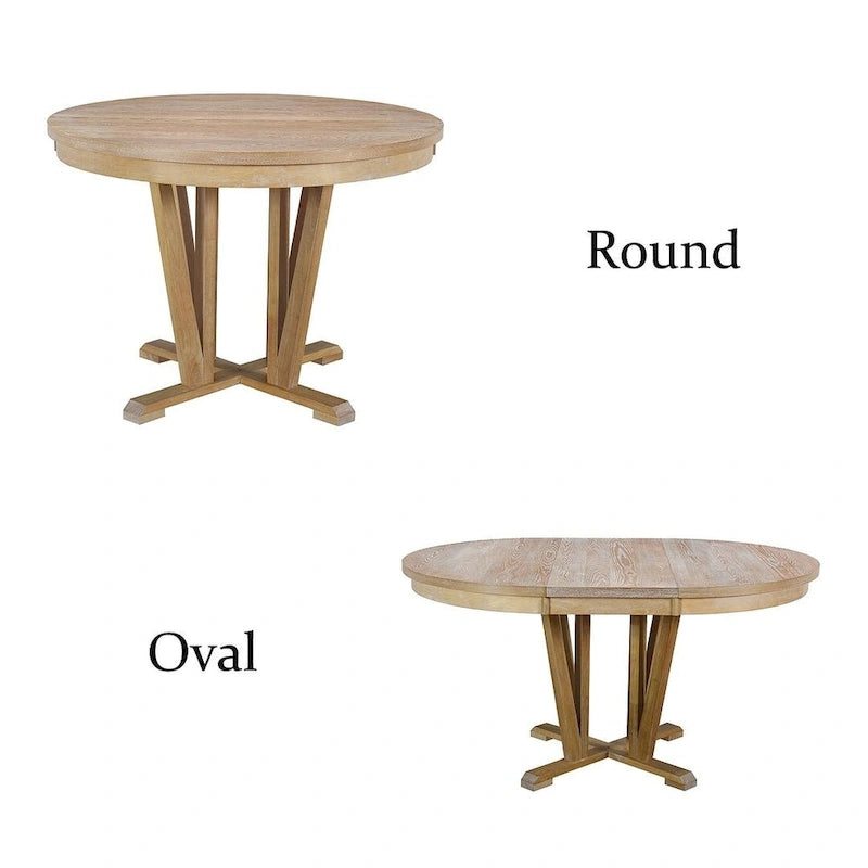 Ensemble de table à manger ronde extensible en bois massif pour 4 personnes, pour cuisine et salle à manger, style ferme