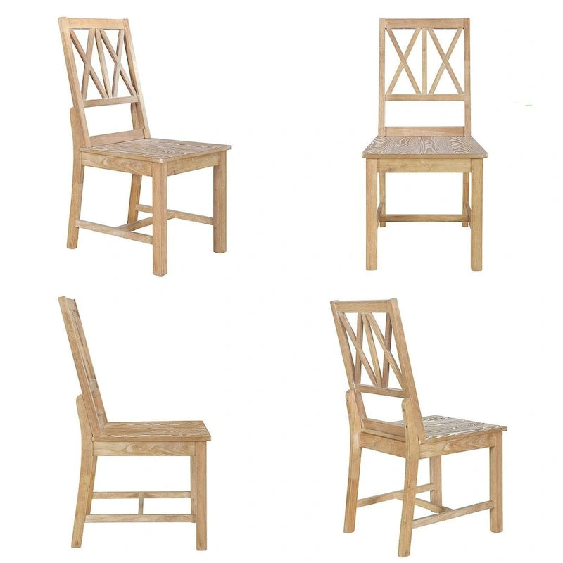 Ensemble de table à manger ronde extensible en bois massif pour 4 personnes, pour cuisine et salle à manger, style ferme