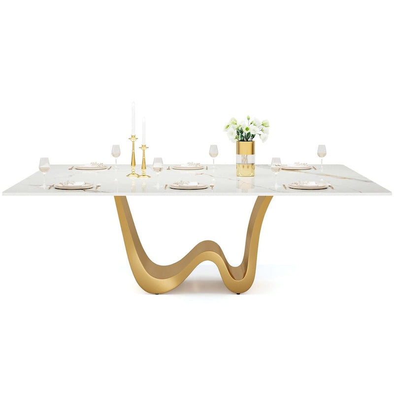 Table à manger rectangulaire en pierre frittée de 199,9 cm pour 6 à 8 personnes - N/A