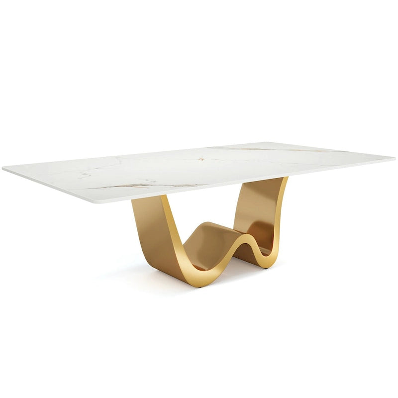Table à manger rectangulaire en pierre frittée de 199,9 cm pour 6 à 8 personnes - N/A