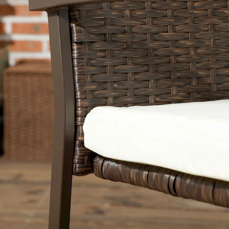 Outsunny Lot de 4 chaises de salle à manger d'extérieur en rotin PE avec coussins, ensemble de chaises de salle à manger en osier pour terrasse avec dossier et accoudoirs