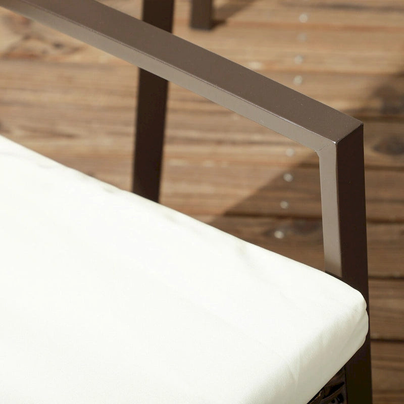 Outsunny Lot de 4 chaises de salle à manger d'extérieur en rotin PE avec coussins, ensemble de chaises de salle à manger en osier pour terrasse avec dossier et accoudoirs