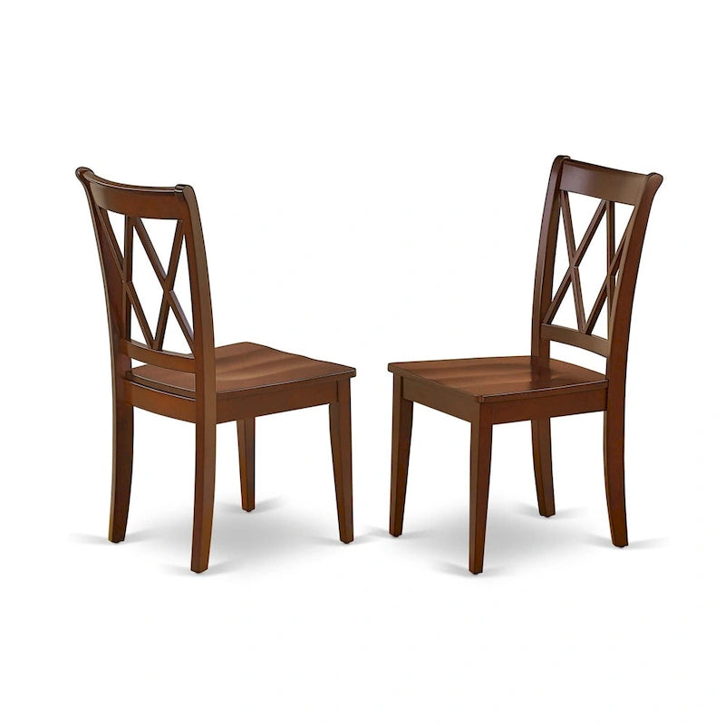 East West Furniture Ensemble de salle à manger 3 pièces - Table de cuisine ronde avec piédestal et 2 chaises de salle à manger, Acajou (Options d'assise)