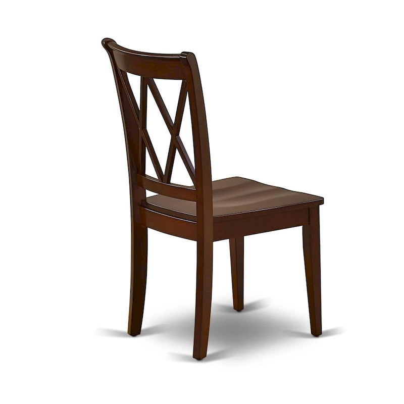 East West Furniture Ensemble de salle à manger 3 pièces - Table de cuisine ronde avec piédestal et 2 chaises de salle à manger, Acajou (Options d'assise)