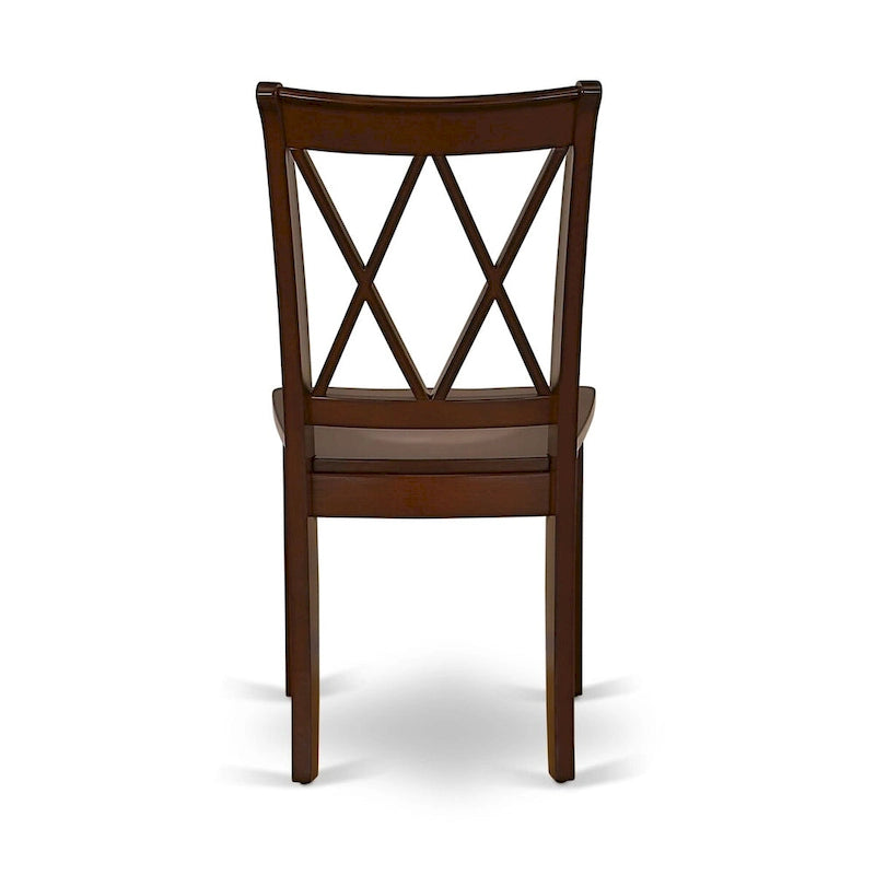 East West Furniture Ensemble de salle à manger 3 pièces - Table de cuisine ronde avec piédestal et 2 chaises de salle à manger, Acajou (Options d'assise)
