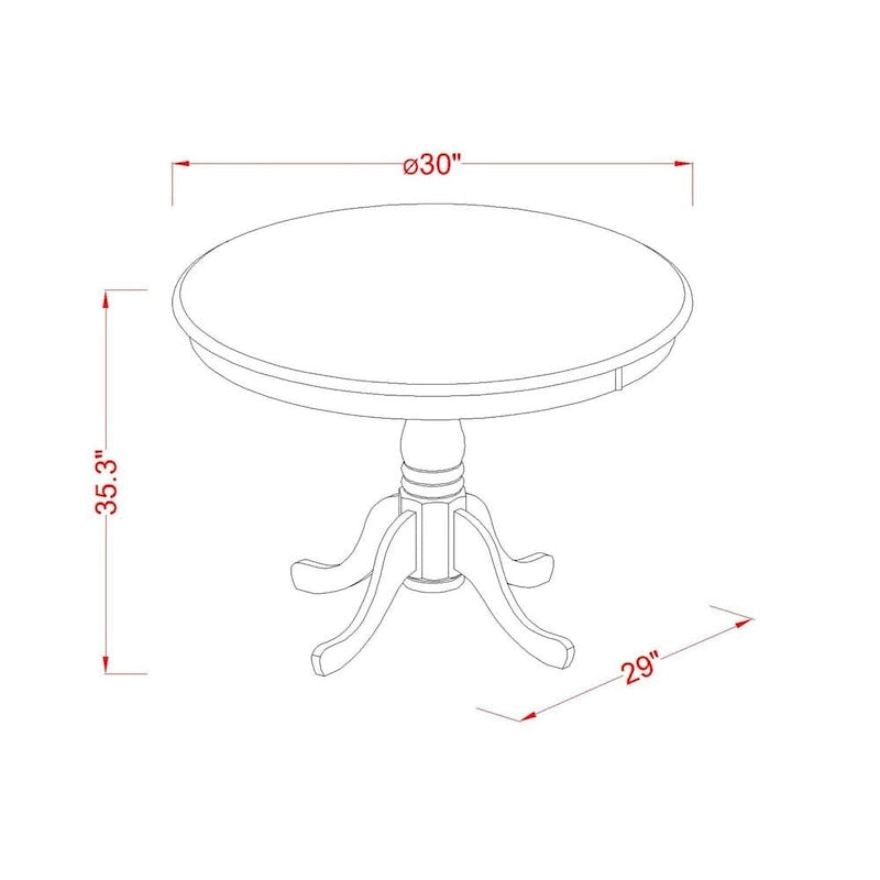 East West Furniture Ensemble de salle à manger 3 pièces - Table de cuisine ronde avec piédestal et 2 chaises de salle à manger, Acajou (Options d'assise)