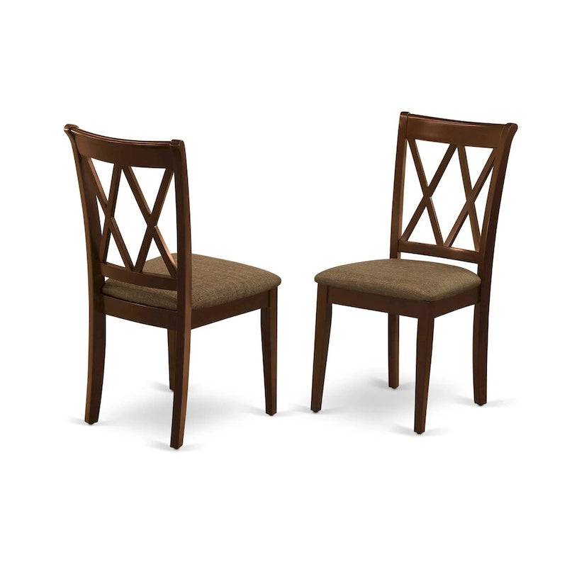 East West Furniture Ensemble de salle à manger 3 pièces - Table de cuisine ronde avec piédestal et 2 chaises de salle à manger, Acajou (Options d'assise)