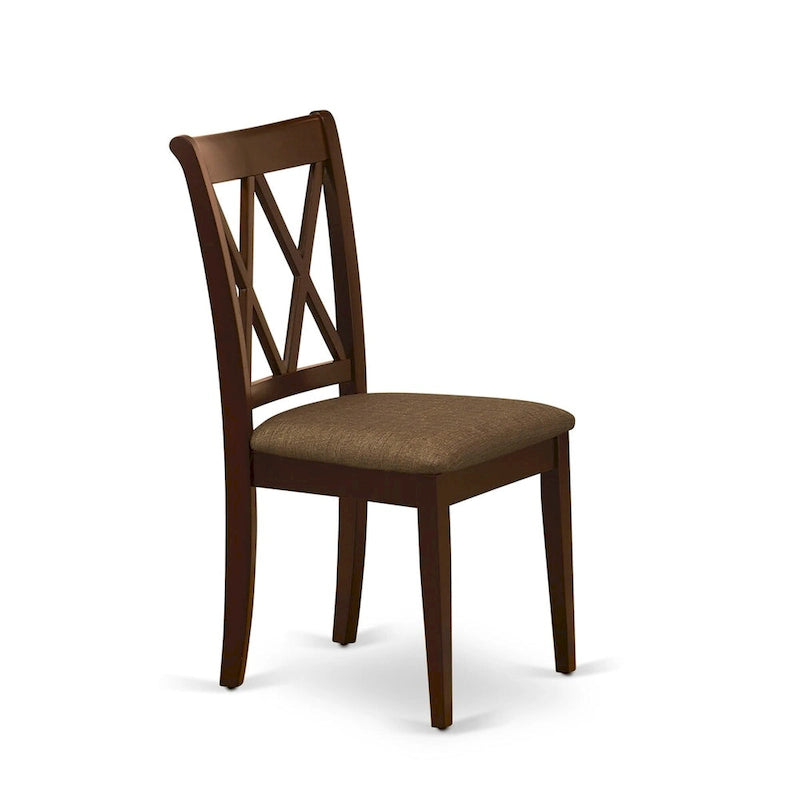 East West Furniture Ensemble de salle à manger 3 pièces - Table de cuisine ronde avec piédestal et 2 chaises de salle à manger, Acajou (Options d'assise)