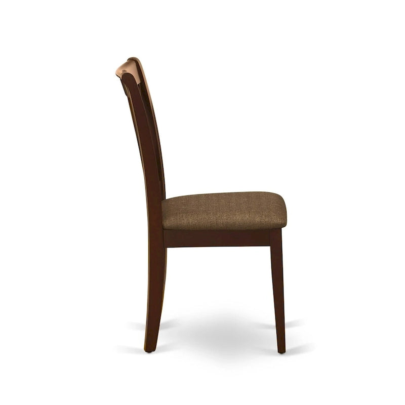 East West Furniture Ensemble de salle à manger 3 pièces - Table de cuisine ronde avec piédestal et 2 chaises de salle à manger, Acajou (Options d'assise)
