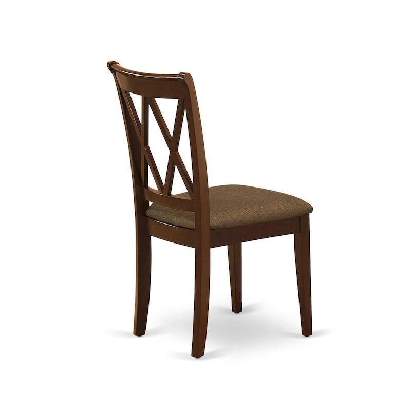 East West Furniture Ensemble de salle à manger 3 pièces - Table de cuisine ronde avec piédestal et 2 chaises de salle à manger, Acajou (Options d'assise)