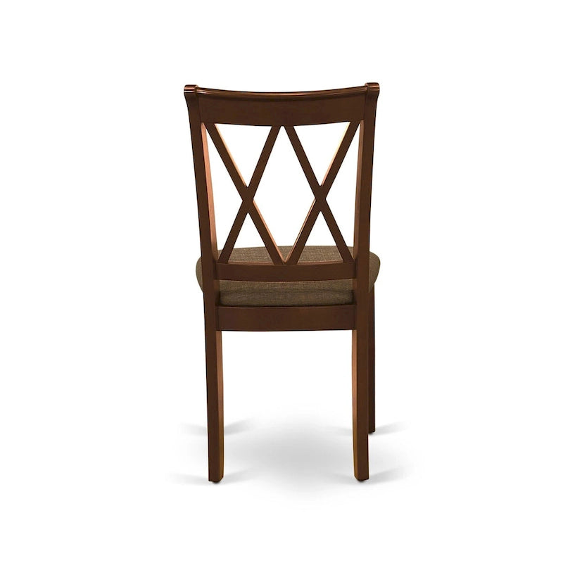 East West Furniture Ensemble de salle à manger 3 pièces - Table de cuisine ronde avec piédestal et 2 chaises de salle à manger, Acajou (Options d'assise)
