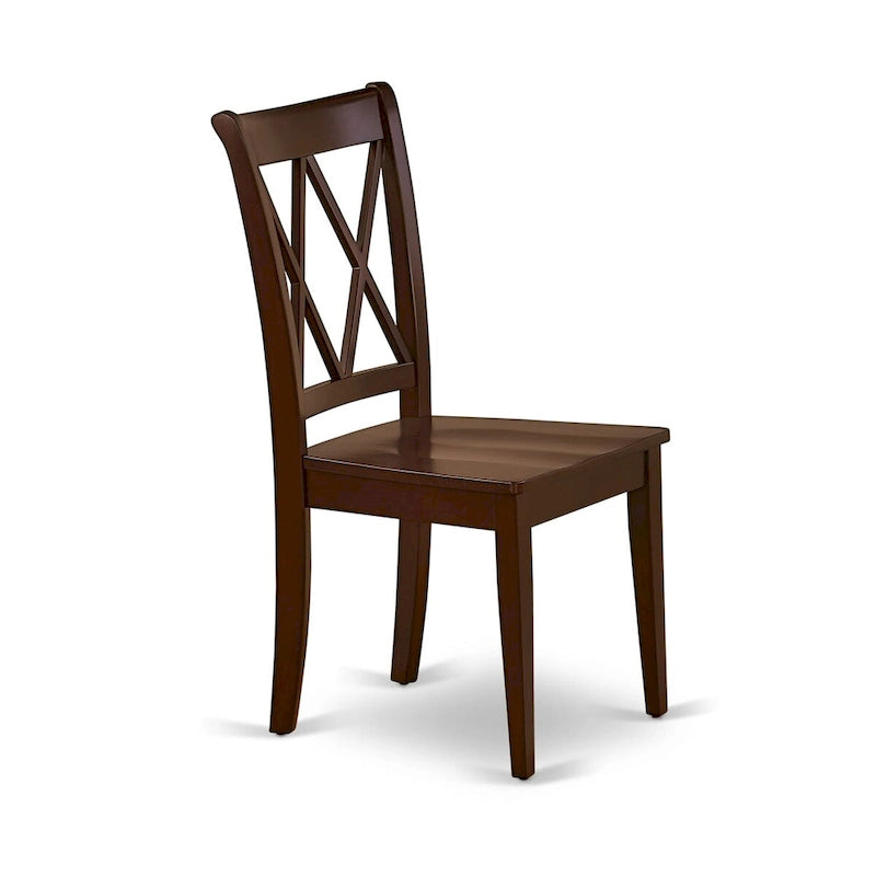 East West Furniture Ensemble de salle à manger 3 pièces - Table de cuisine ronde avec piédestal et 2 chaises de salle à manger, Acajou (Options d'assise)