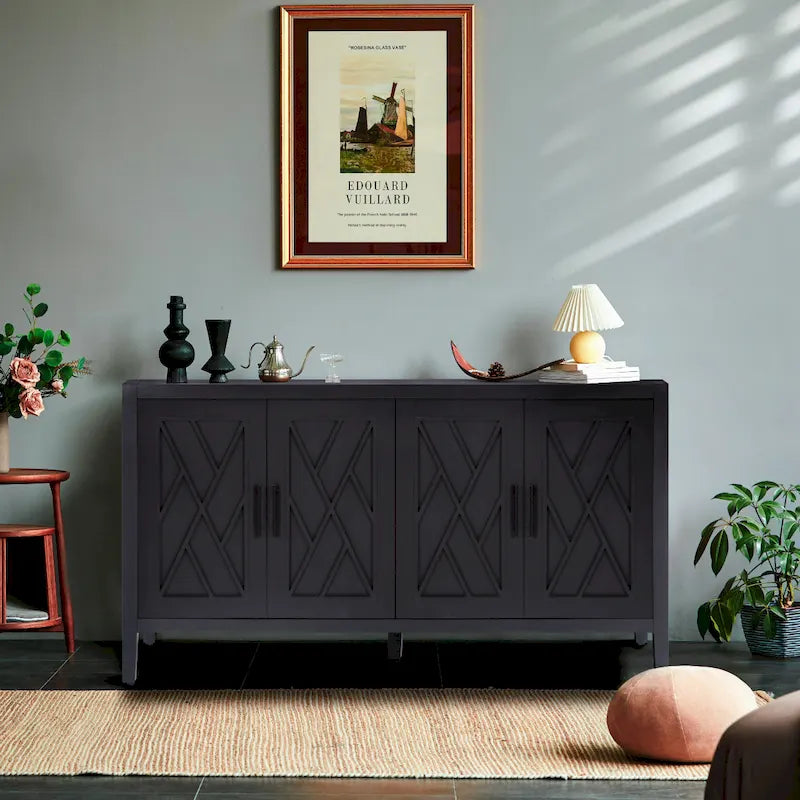 Buffet à 4 portes en bois sergé