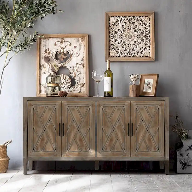 Buffet à 4 portes en bois sergé