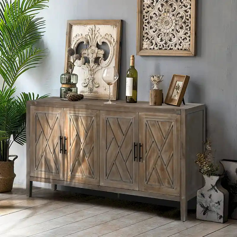 Buffet à 4 portes en bois sergé