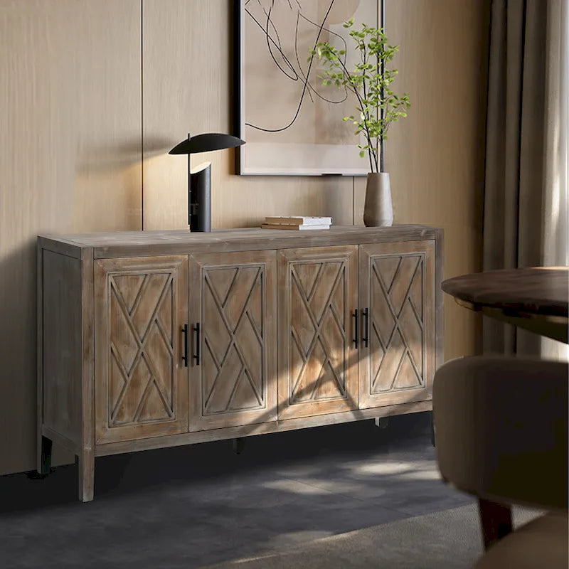 Buffet à 4 portes en bois sergé