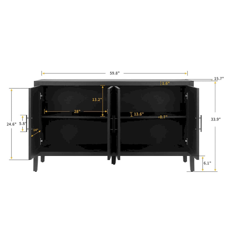 Buffet à 4 portes en bois sergé