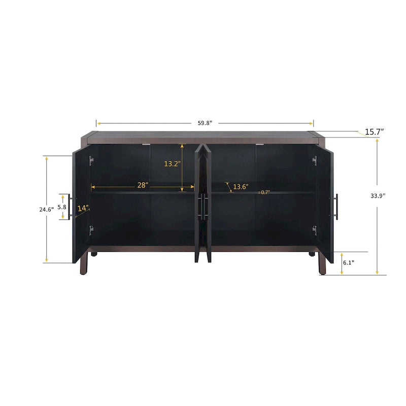 Buffet à 4 portes en bois sergé