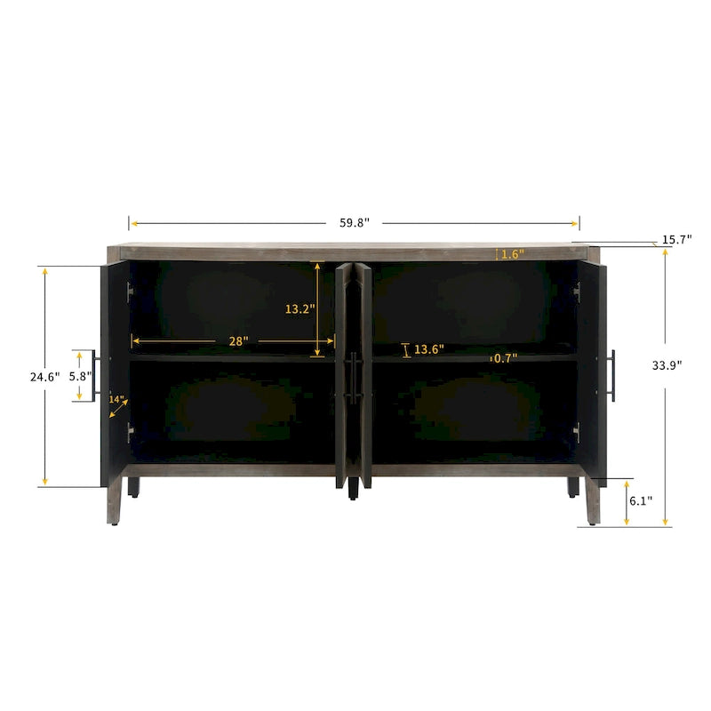 Buffet à 4 portes en bois sergé