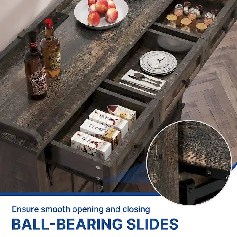 Moasis Farmhouse Buffet avec Rangement pour Bouteilles de Vin et Tiroirs