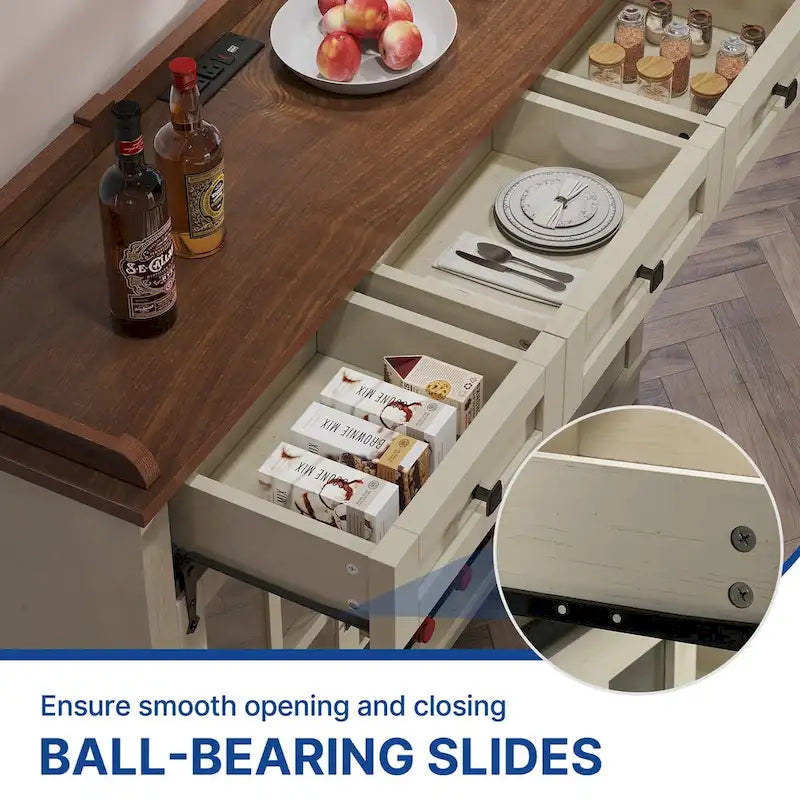 Moasis Farmhouse Buffet avec Rangement pour Bouteilles de Vin et Tiroirs