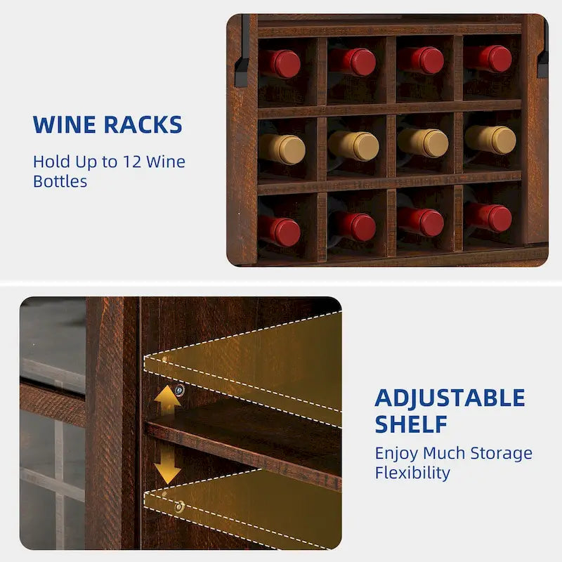 Moasis Farmhouse Buffet avec Rangement pour Bouteilles de Vin et Tiroirs