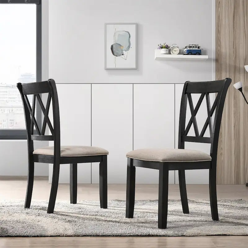 Lot de 2 chaises de salle à manger tapissées en tissu