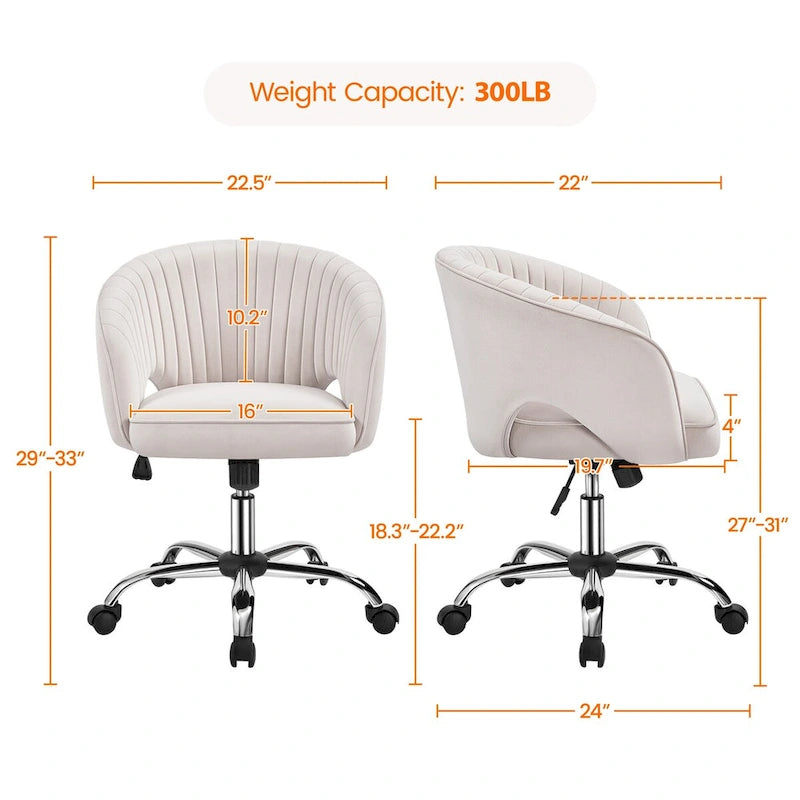 Yaheetech Fauteuil de Bureau en Velours avec Dossier Capitonné Courbe, Roues, Hauteur d'Assise Réglable - N/A