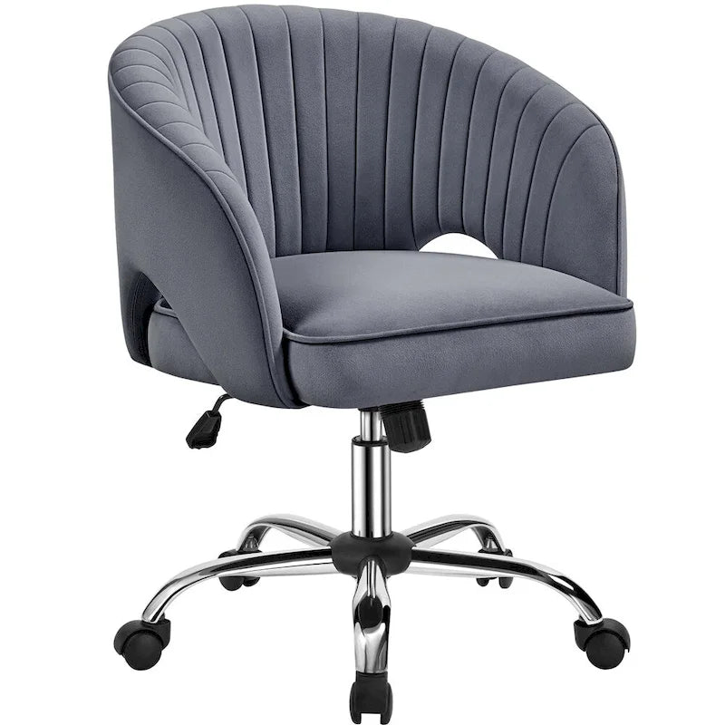 Yaheetech Fauteuil de Bureau en Velours avec Dossier Capitonné Courbe, Roues, Hauteur d'Assise Réglable - N/A