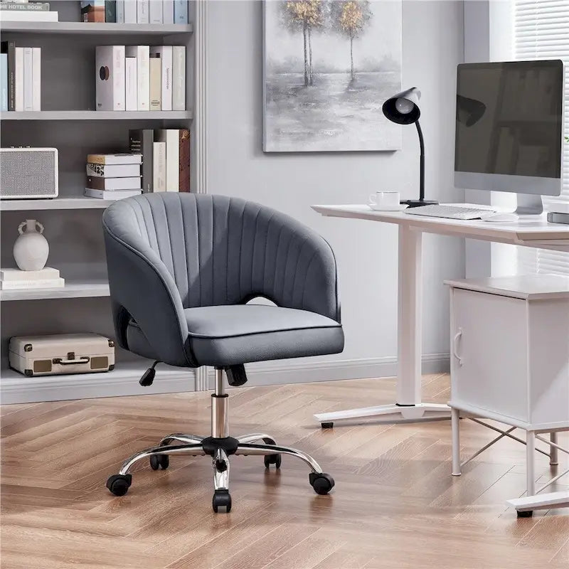Yaheetech Fauteuil de Bureau en Velours avec Dossier Capitonné Courbe, Roues, Hauteur d'Assise Réglable - N/A