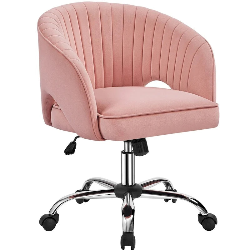 Yaheetech Fauteuil de Bureau en Velours avec Dossier Capitonné Courbe, Roues, Hauteur d'Assise Réglable - N/A
