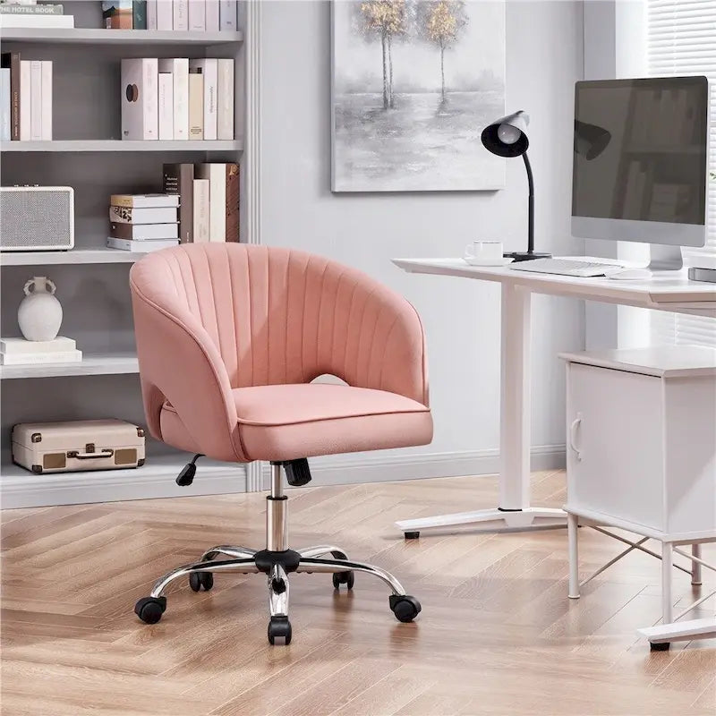 Yaheetech Fauteuil de Bureau en Velours avec Dossier Capitonné Courbe, Roues, Hauteur d'Assise Réglable - N/A