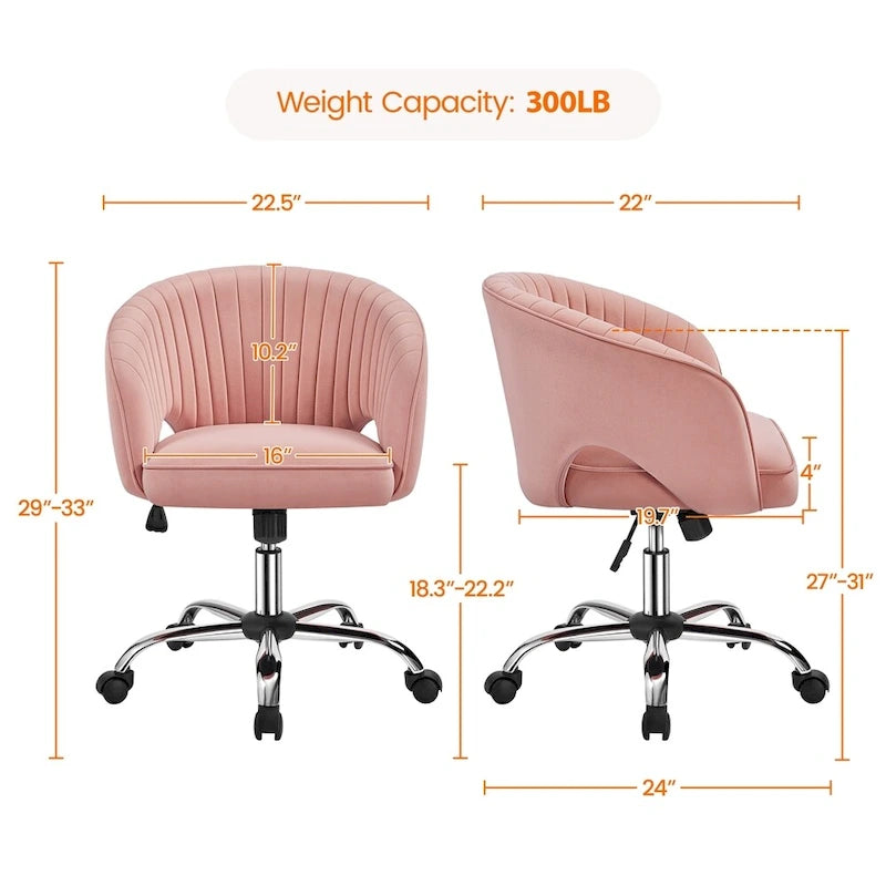 Yaheetech Fauteuil de Bureau en Velours avec Dossier Capitonné Courbe, Roues, Hauteur d'Assise Réglable - N/A