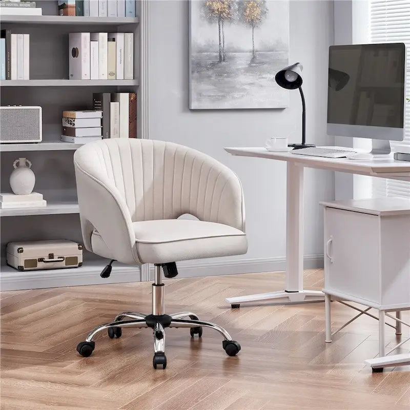 Yaheetech Fauteuil de Bureau en Velours avec Dossier Capitonné Courbe, Roues, Hauteur d'Assise Réglable - N/A
