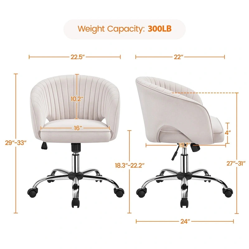 Yaheetech Fauteuil de Bureau en Velours avec Dossier Capitonné Courbe, Roues, Hauteur d'Assise Réglable - N/A