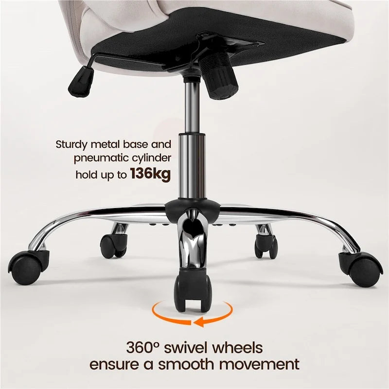 Yaheetech Fauteuil de Bureau en Velours avec Dossier Capitonné Courbe, Roues, Hauteur d'Assise Réglable - N/A