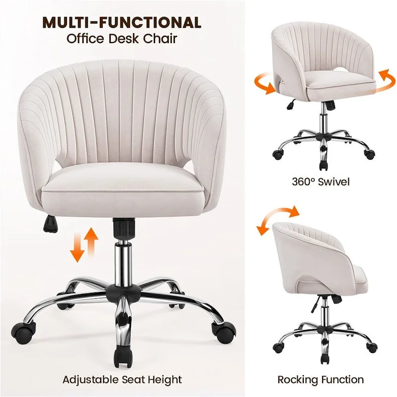 Yaheetech Fauteuil de Bureau en Velours avec Dossier Capitonné Courbe, Roues, Hauteur d'Assise Réglable - N/A