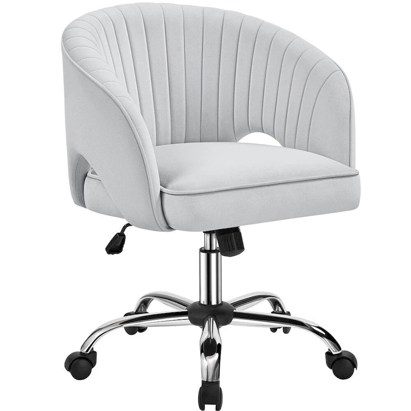 Yaheetech Fauteuil de Bureau en Velours avec Dossier Capitonné Courbe, Roues, Hauteur d'Assise Réglable - N/A