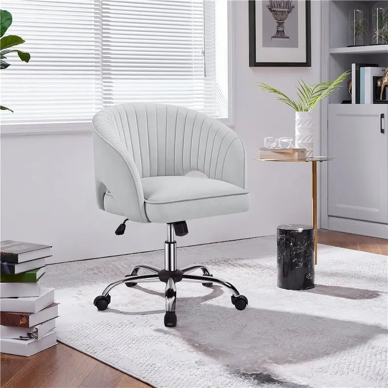 Yaheetech Fauteuil de Bureau en Velours avec Dossier Capitonné Courbe, Roues, Hauteur d'Assise Réglable - N/A