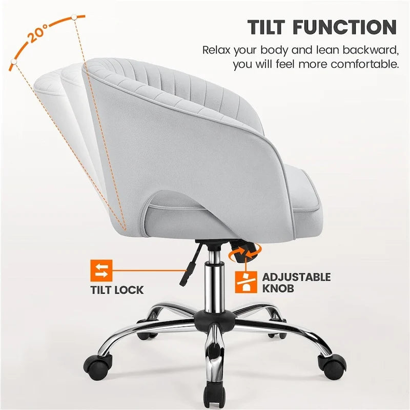 Yaheetech Fauteuil de Bureau en Velours avec Dossier Capitonné Courbe, Roues, Hauteur d'Assise Réglable - N/A